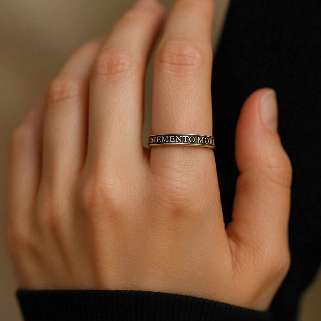 Womens Memento Mori Sterling Silver Ring