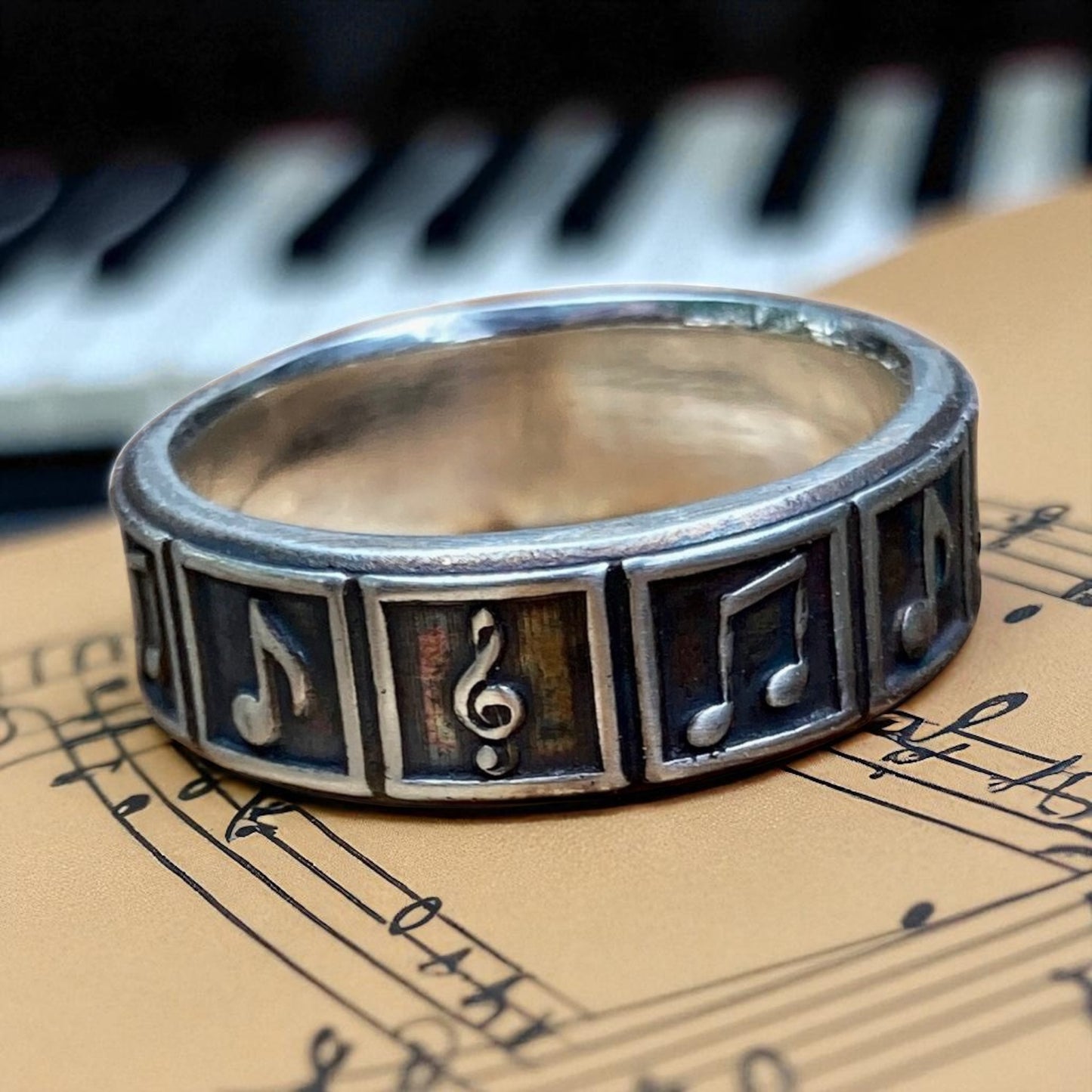 Music Symbol Ring Sterling Silver