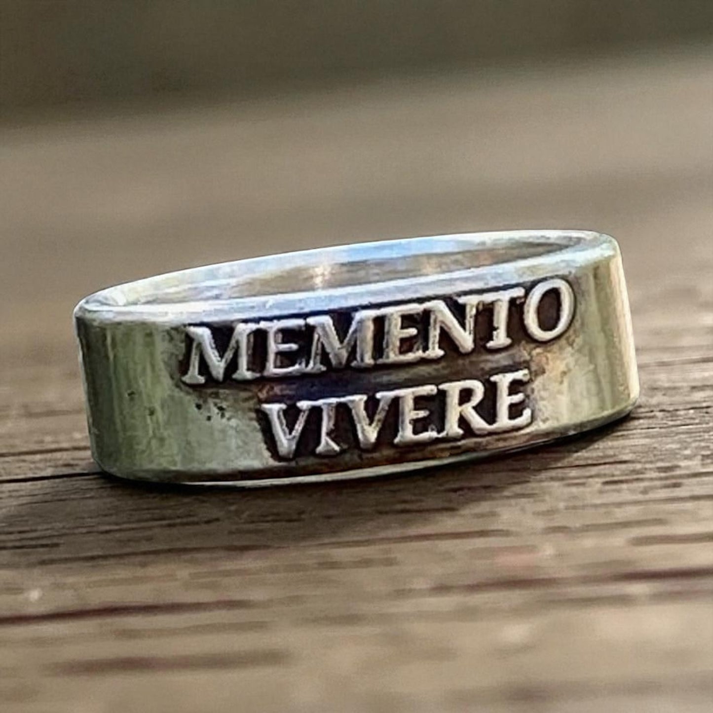 Memento Vivere Sterling Silver Ring Remember to Live Ring