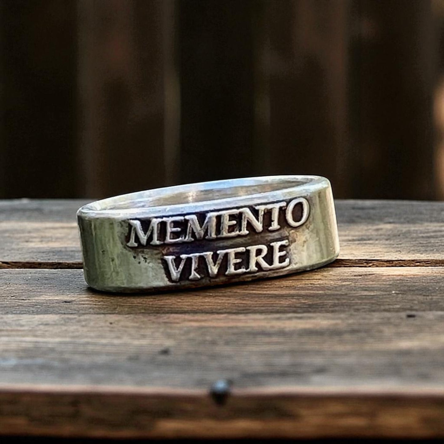 Memento Vivere Sterling Silver Ring Remember to Live Ring