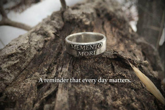 Memento Mori Wide Sterling Silver Band Ring