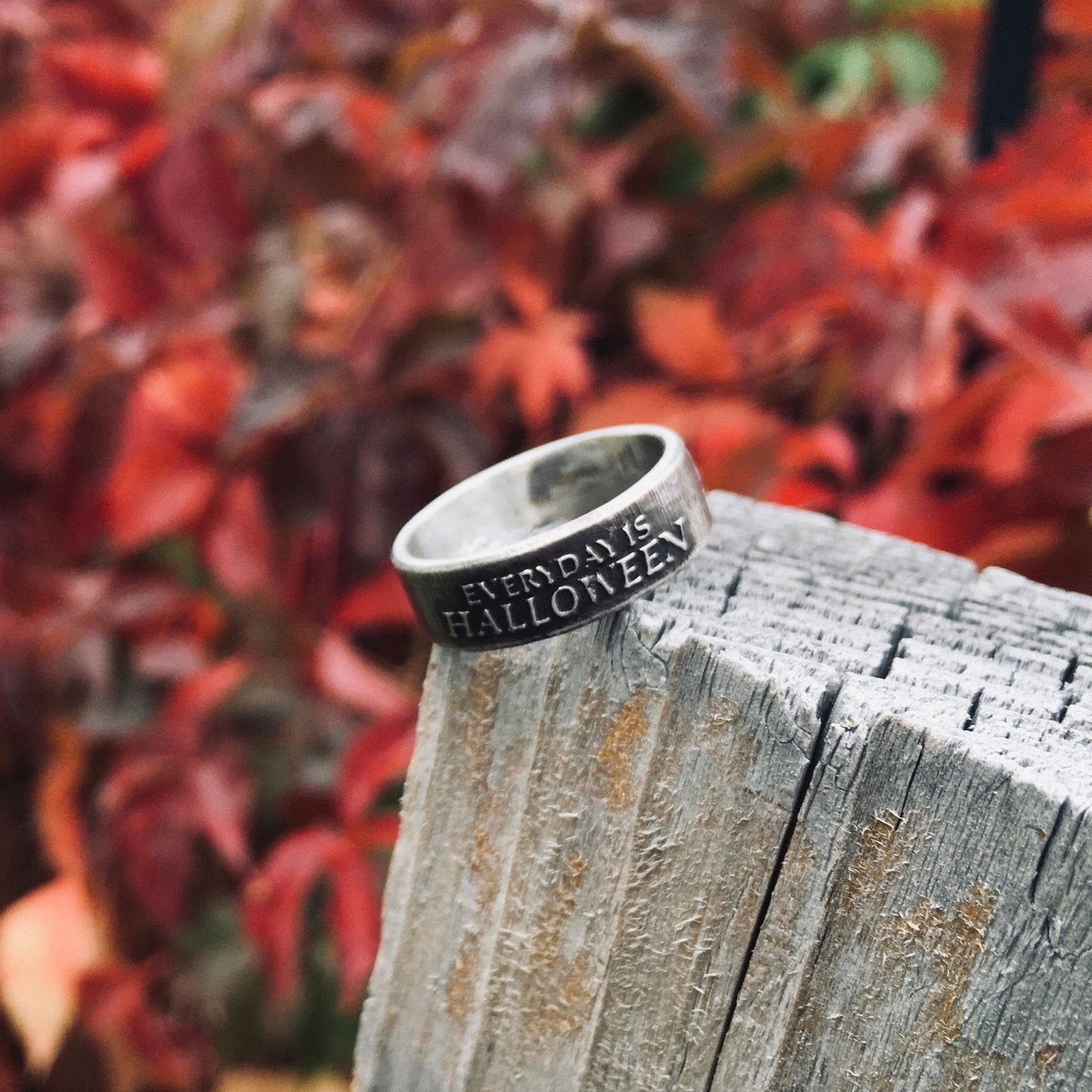 Sterling Silver Everyday Is Halloween Ring – Handmade Gothic Statement Band for Men & Women | Backwoods Casting