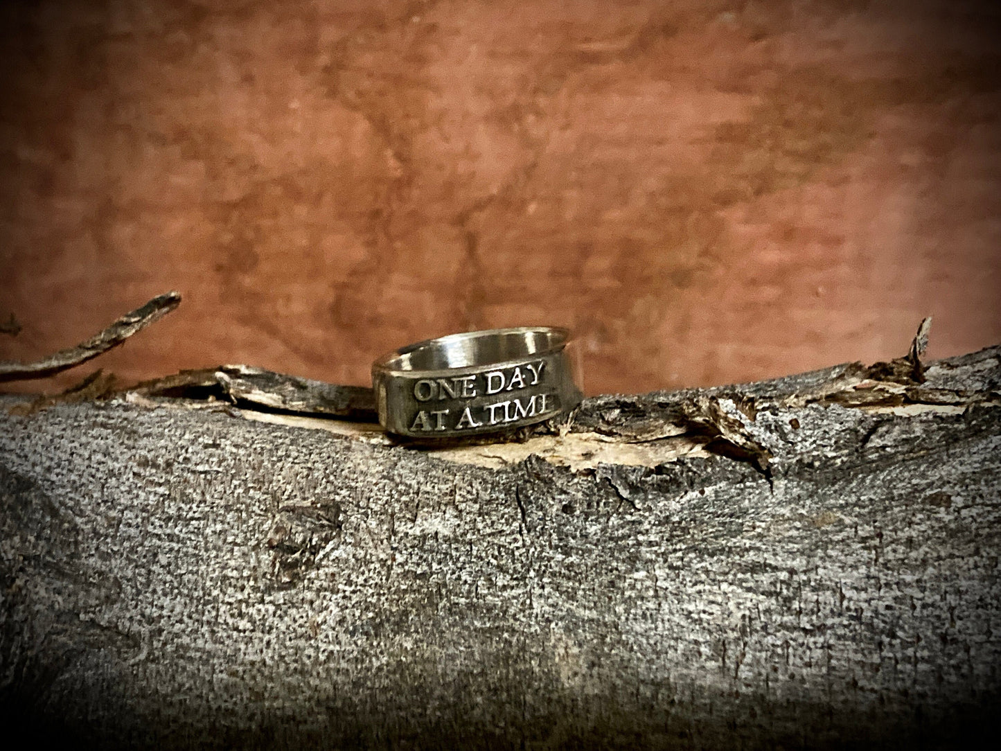 Sterling Silver One Day at a Time Ring – Handmade Recovery & Inspirational Band for Men & Women | Backwoods Casting