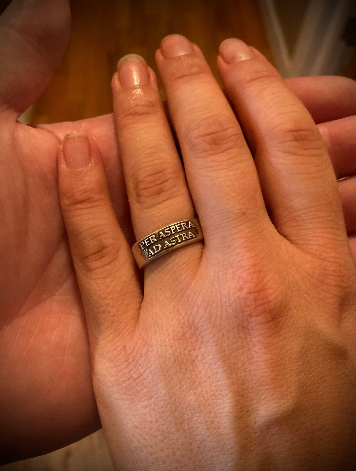Sterling Silver Per Aspera Ad Astra Ring – Handmade Latin Inspirational Band for Men & Women | Backwoods Casting