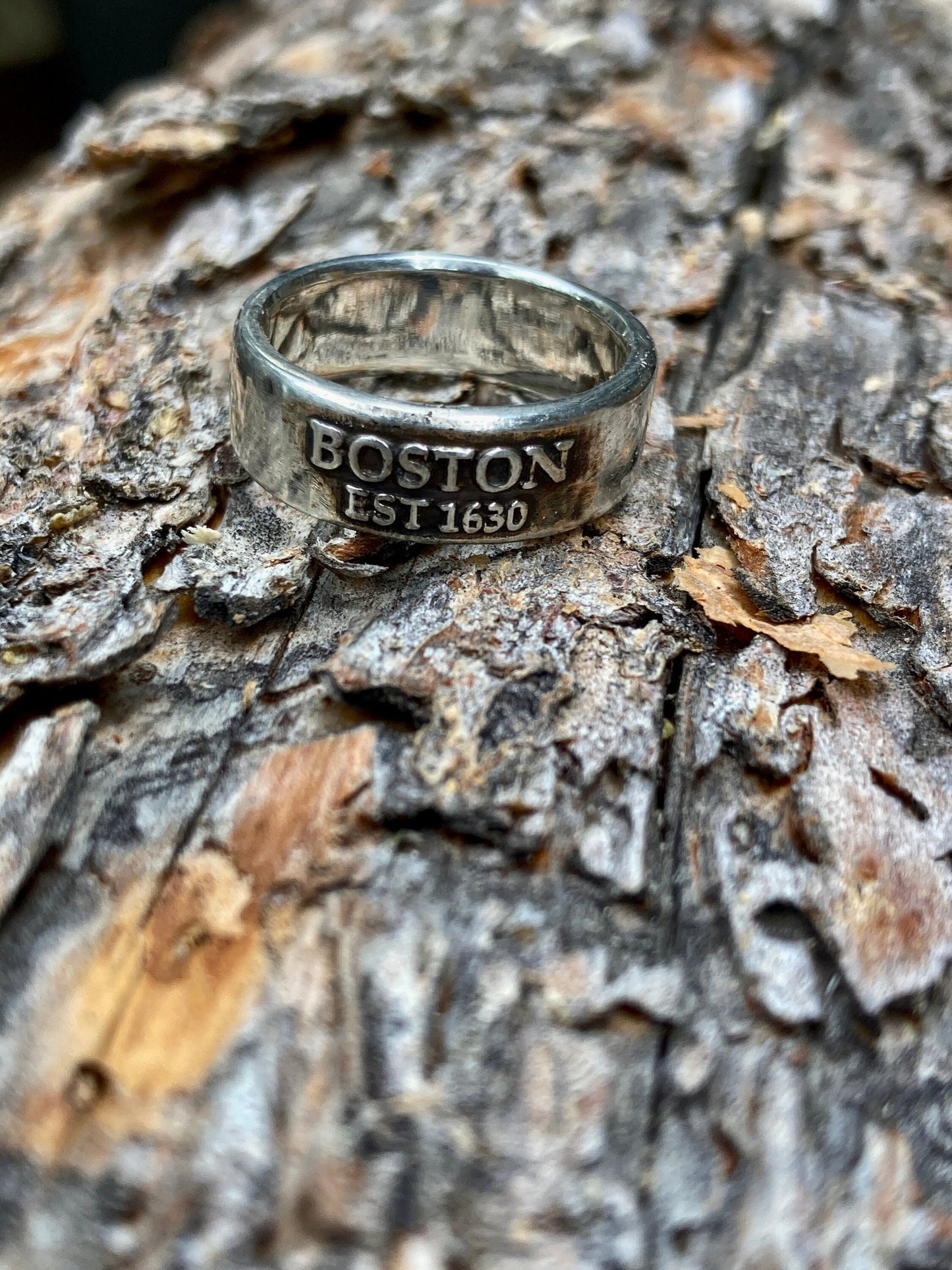 Sterling Silver Boston Ring – Handmade City Pride Band for Men & Women | Backwoods Casting