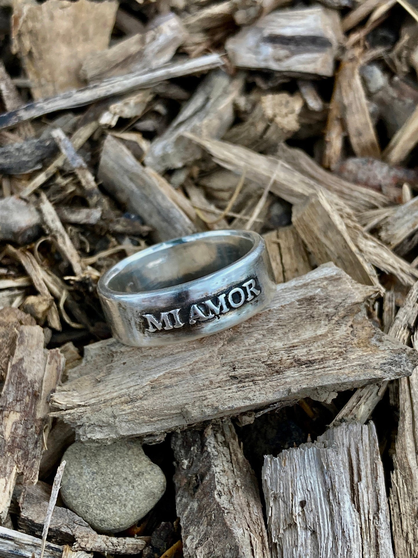 Sterling Silver Mi Amor Ring – Handmade Spanish Love Band for Men & Women | Backwoods Casting
