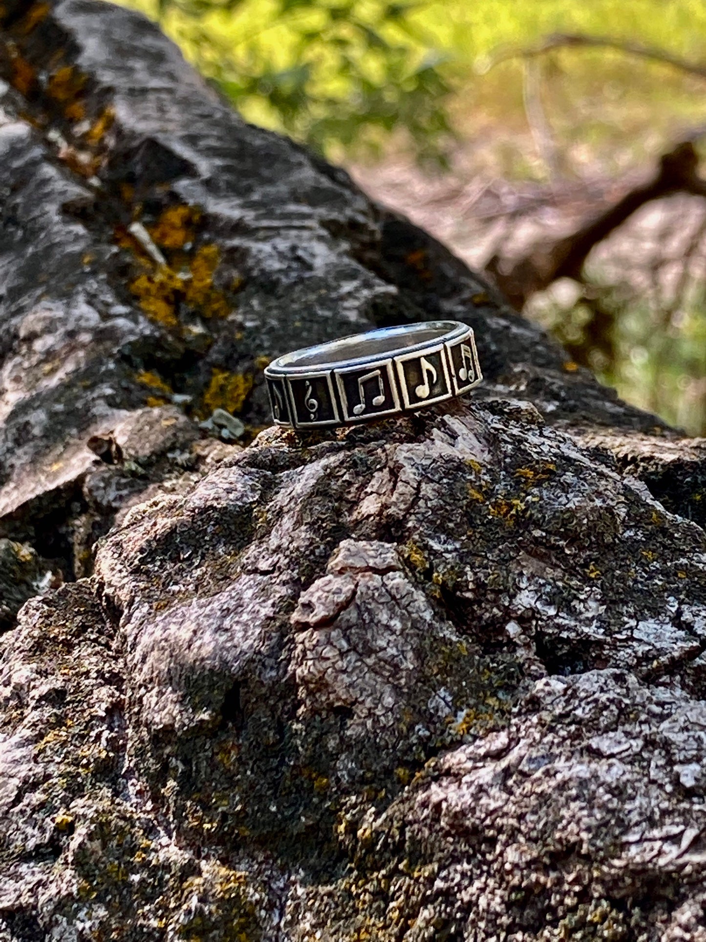 Sterling Silver Music Symbol Ring – Handmade Treble Clef Band for Men & Women | Backwoods Casting