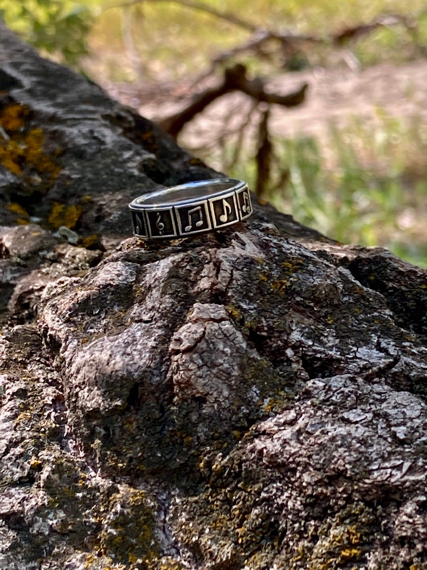Sterling Silver Music Symbol Ring – Handmade Treble Clef Band for Men & Women | Backwoods Casting