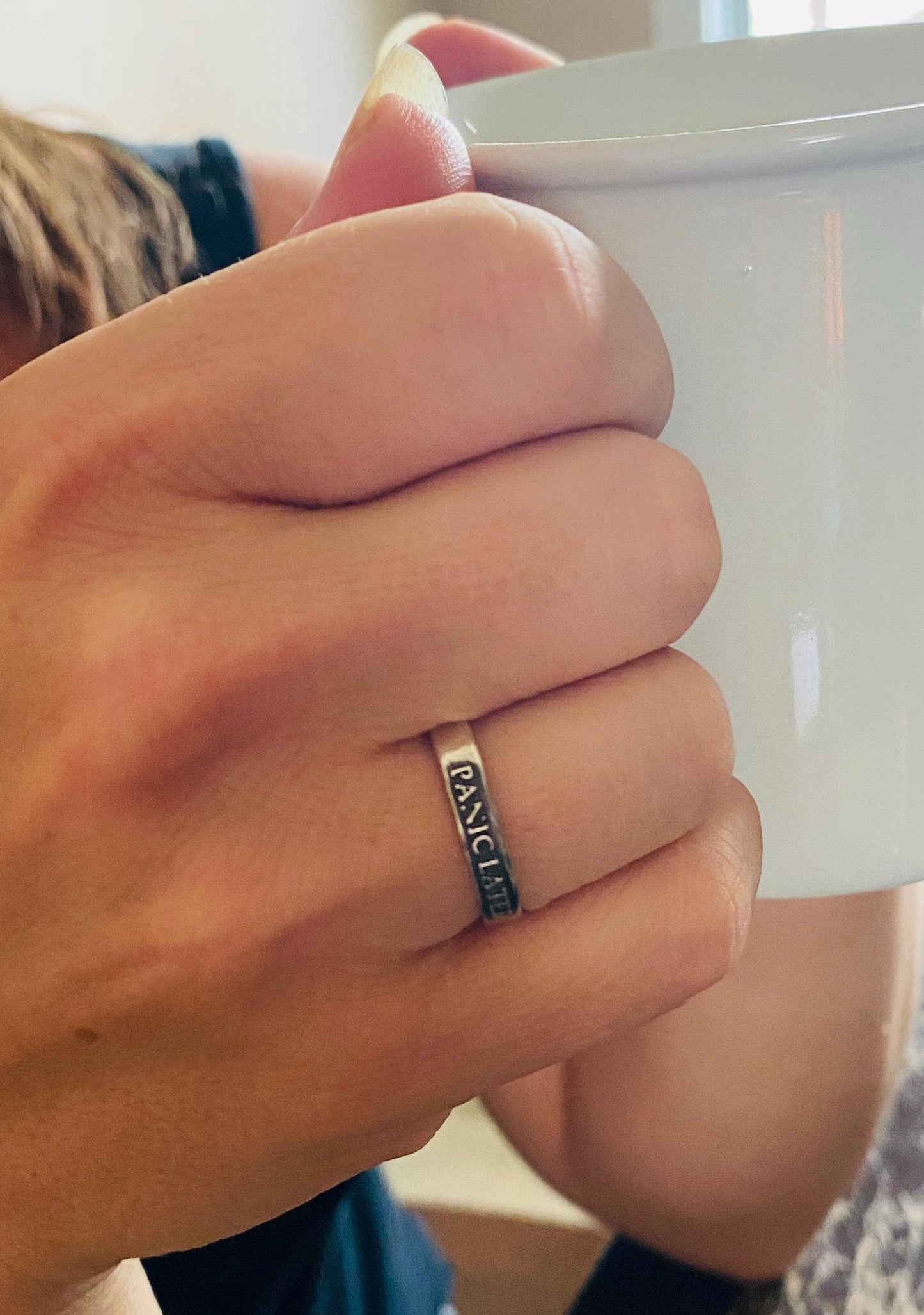 Panic Later Ring - Solid .925 Sterling Silver - Handmade Anxiety/Affirmation Ring Funny Slogan Jewelry Gift for Overthinkers Womens Ring