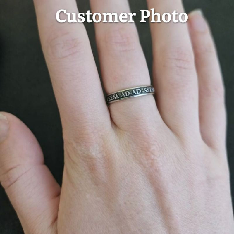 Women’s Sterling Silver Per Aspera Ad Astra Ring – Handmade Latin Inspirational Band | Backwoods Casting