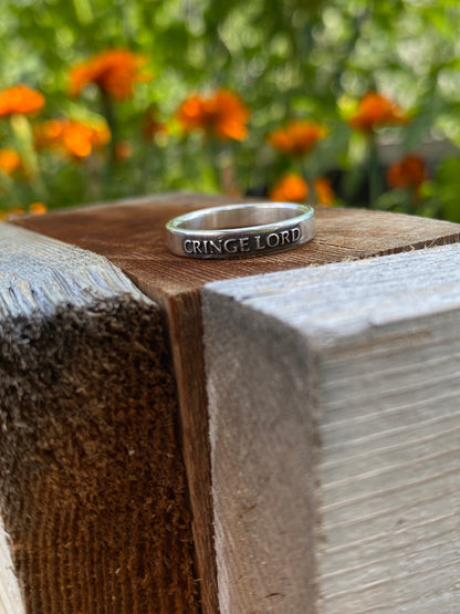Sterling Silver “Cringe Lord” Ring – Funny Statement Band for Men & Women | Handmade in Montana