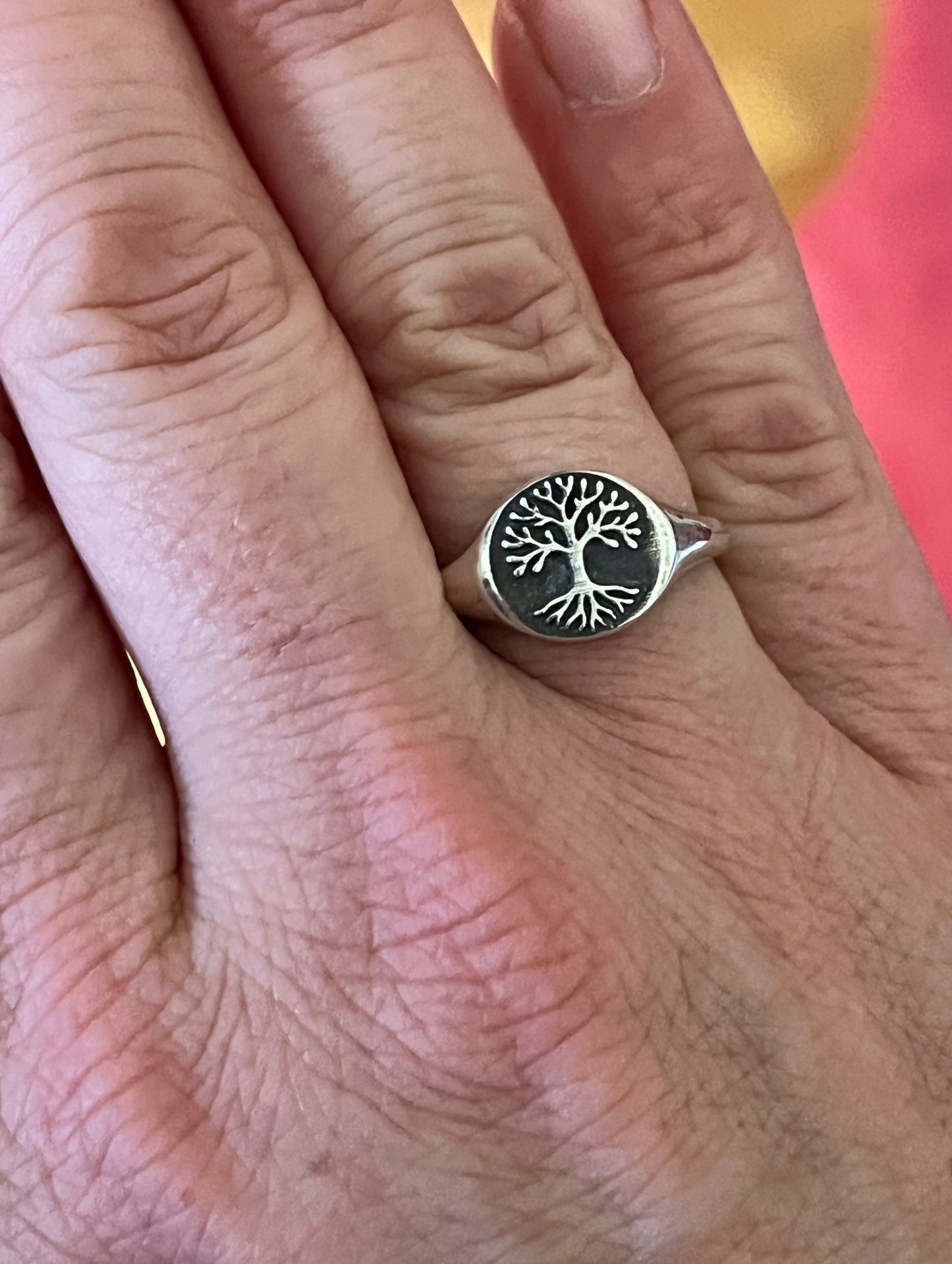 Tree of Life Signet Ring, Sterling Silver Tree Ring
