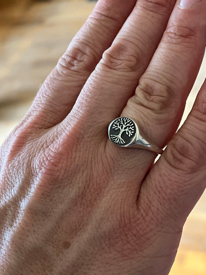 Tree of Life Signet Ring, Sterling Silver Tree Ring