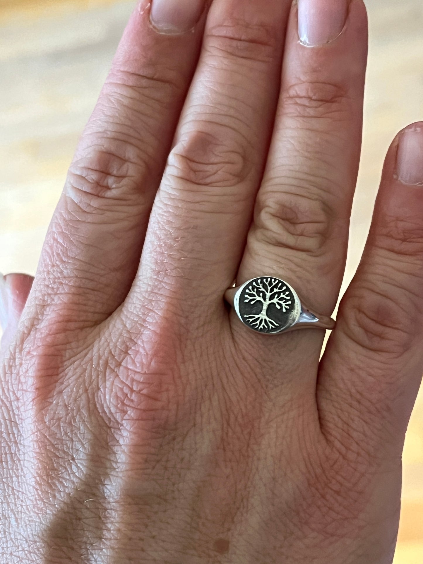 Tree of Life Signet Ring, Sterling Silver Tree Ring