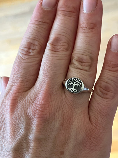 Tree of Life Signet Ring, Sterling Silver Tree Ring