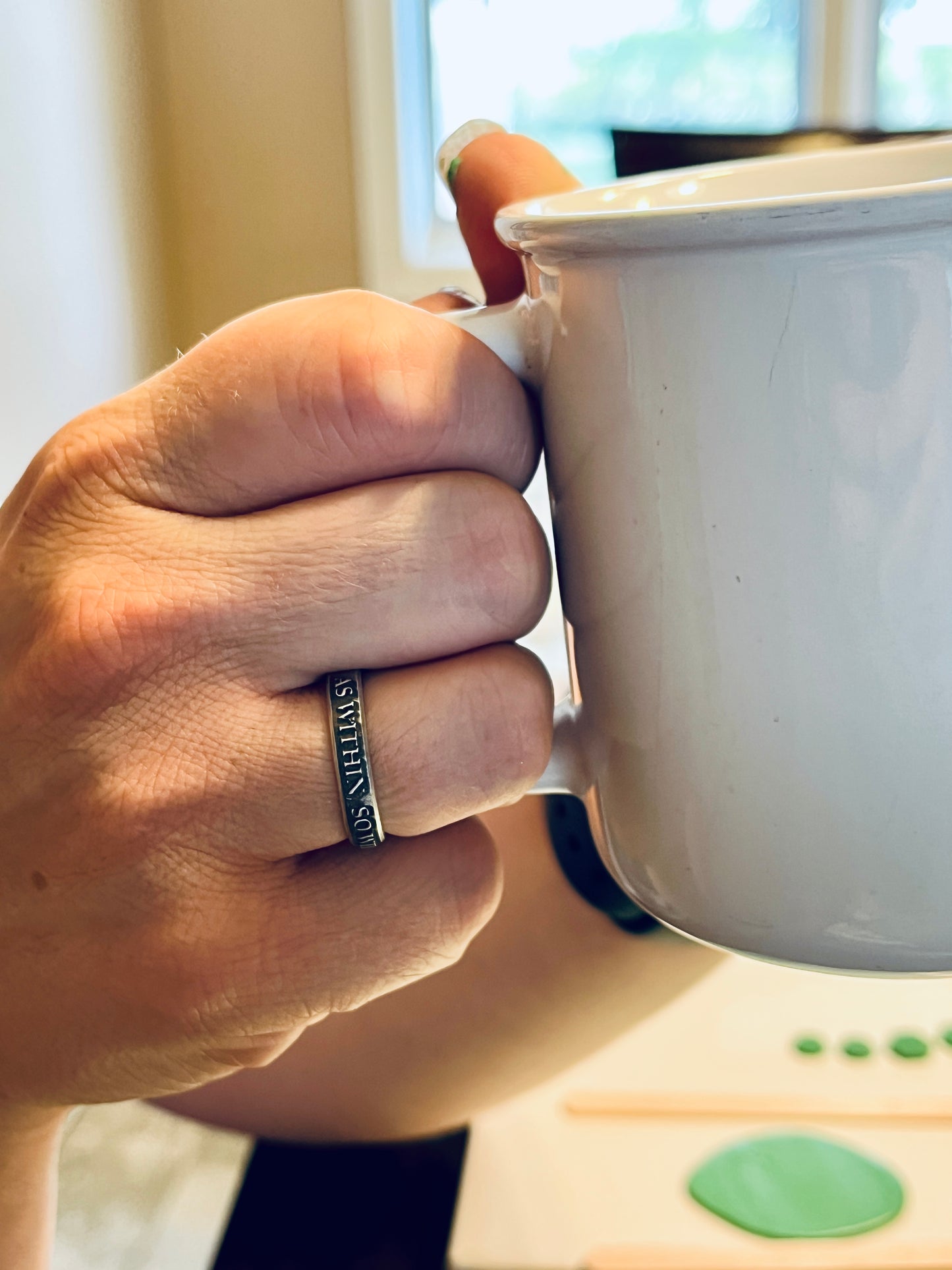 As Within, So Without Sterling Silver Ring Spiritual Mantra Band