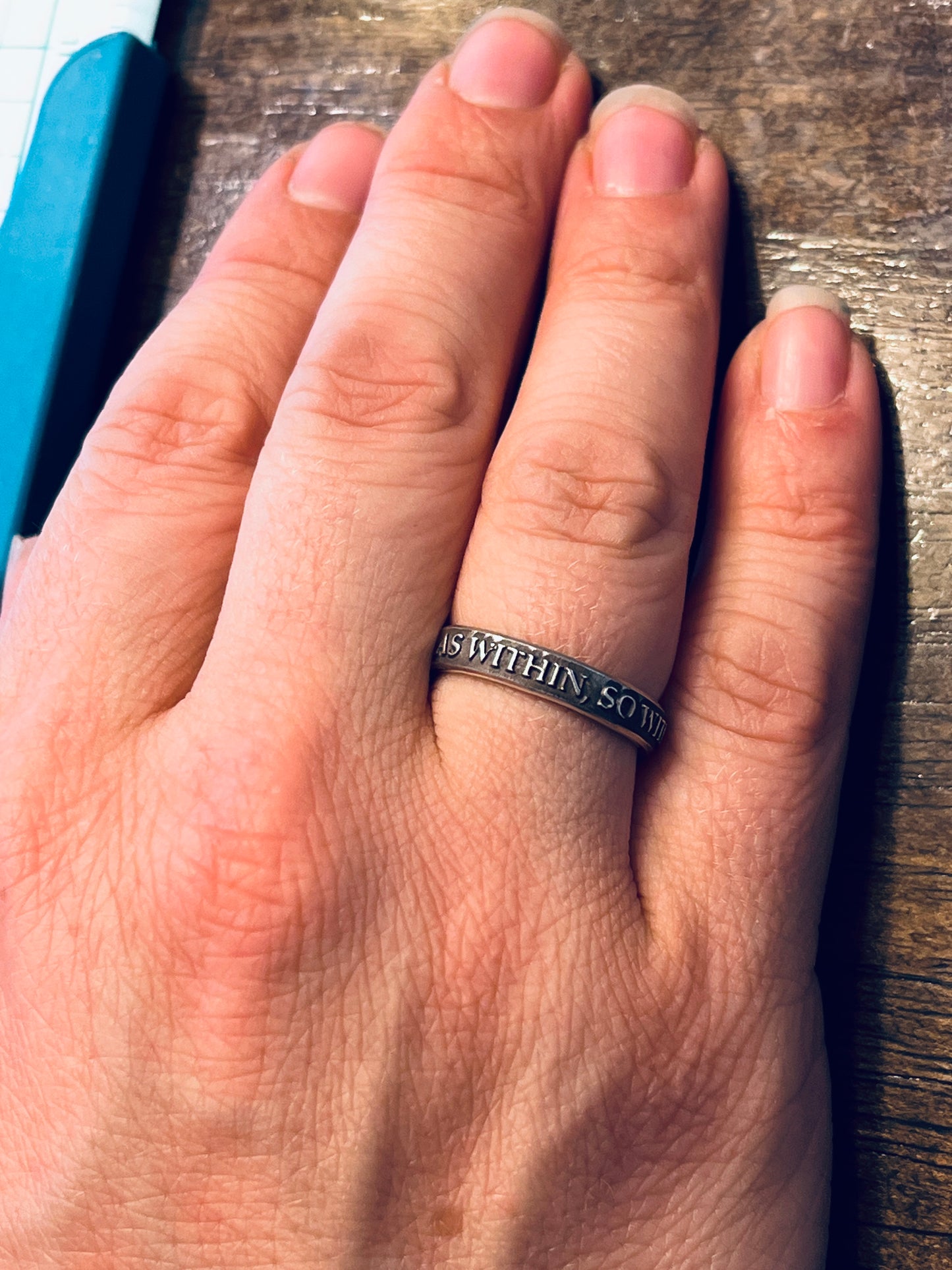 As Within, So Without Sterling Silver Ring Spiritual Mantra Band