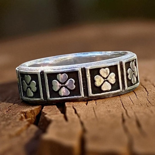 Four 4 Leaf Clover Ring - Celtic Sterling Silver Ring