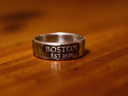 Sterling Silver Boston Ring – Handmade City Pride Band for Men & Women | Backwoods Casting
