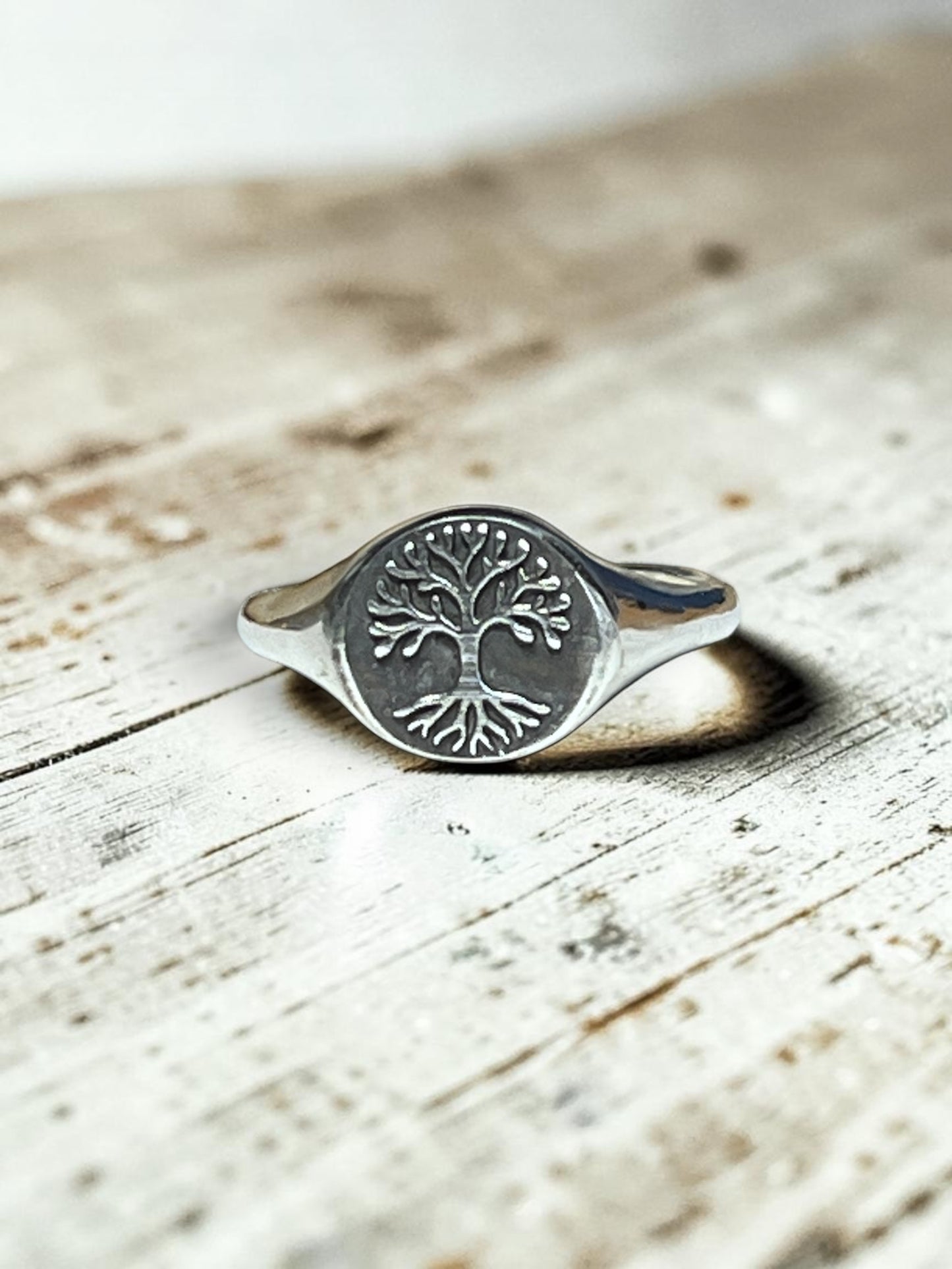 Tree of Life Signet Ring, Sterling Silver Tree Ring