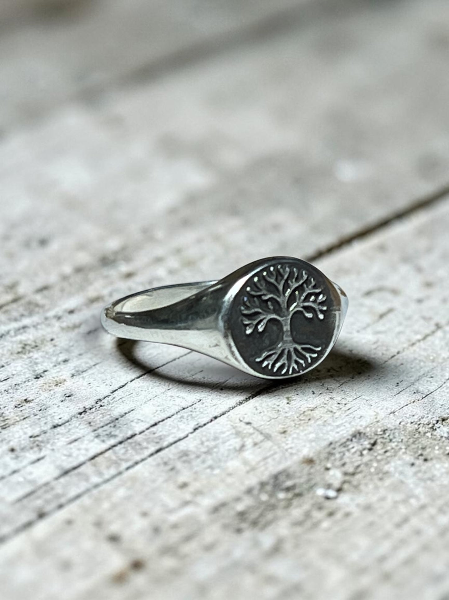 Tree of Life Signet Ring, Sterling Silver Tree Ring