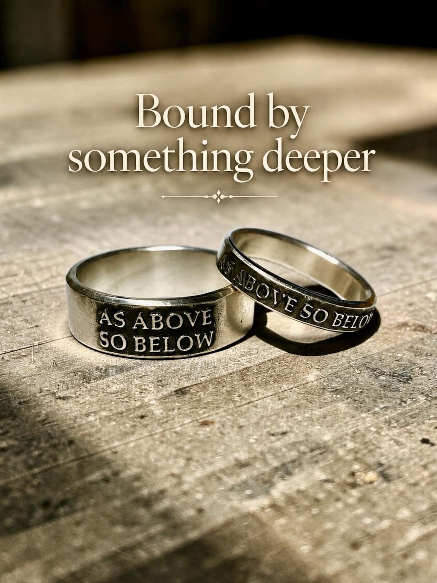 As Above So Below sterling silver couples ring set