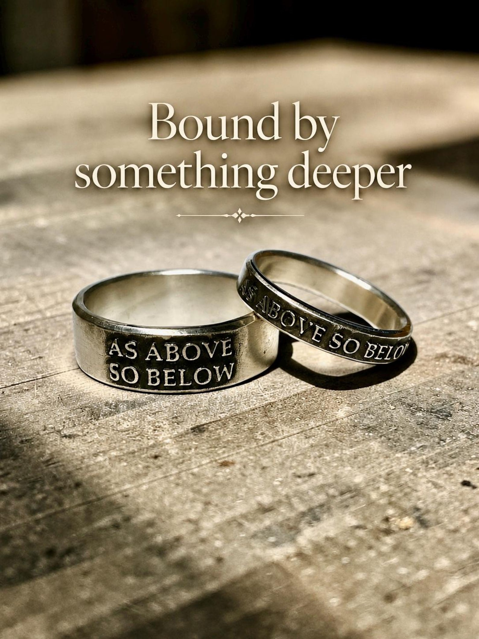 As Above So Below sterling silver couples ring set
