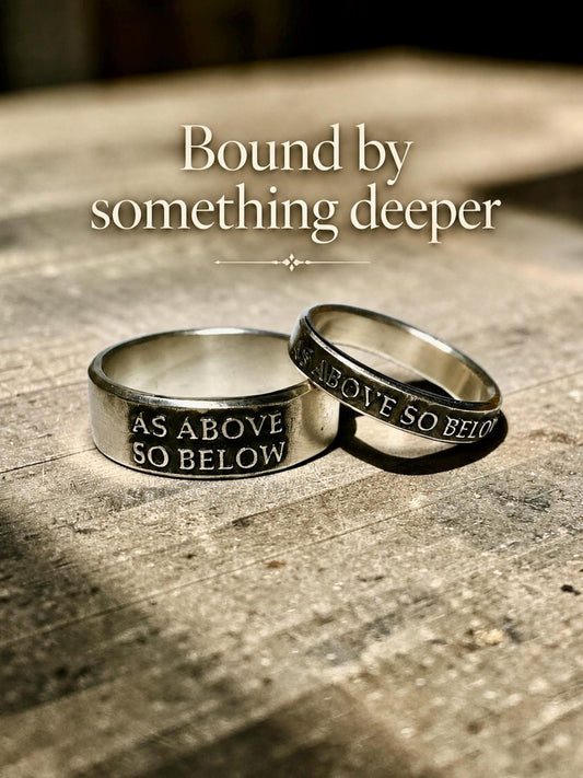 As Above So Below sterling silver couples ring set