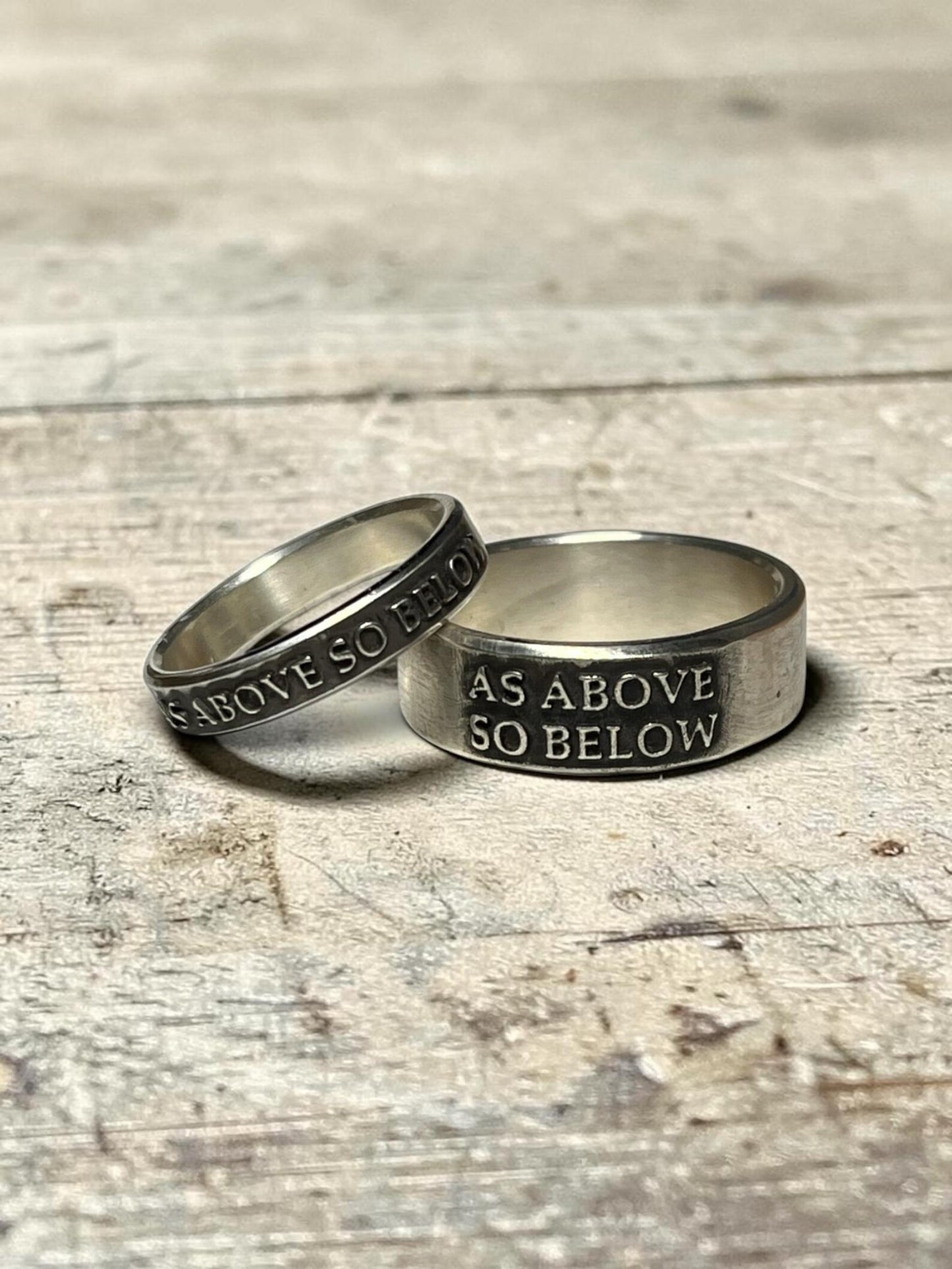 Matching As Above So Below sterling silver rings