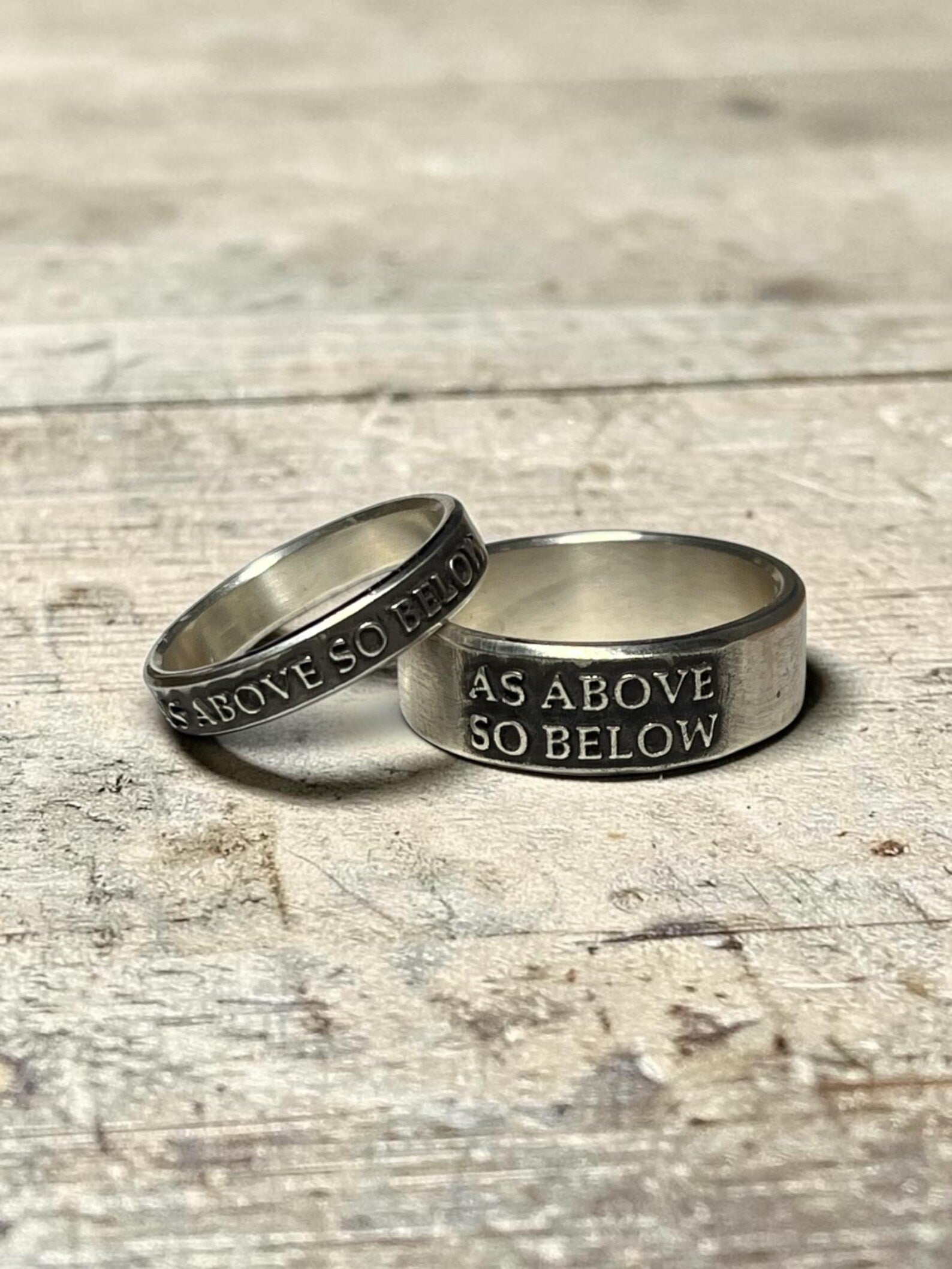 Matching As Above So Below sterling silver rings