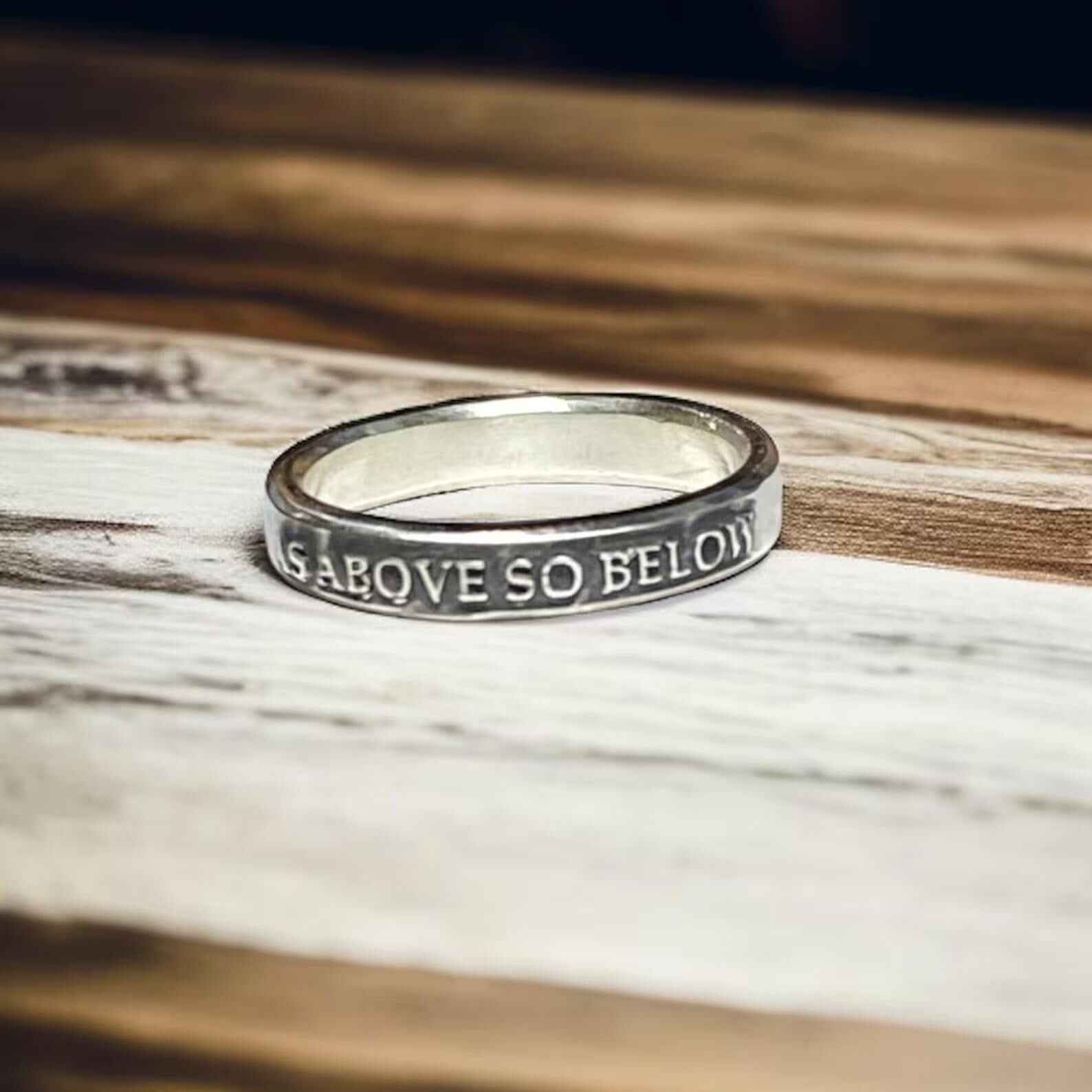 Wide As Above So Below sterling silver ring