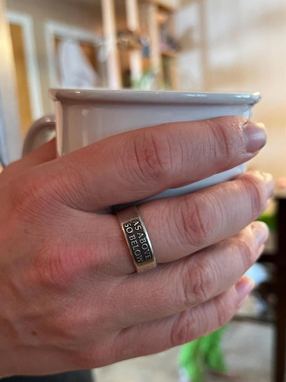 As Above So Below thin sterling silver band