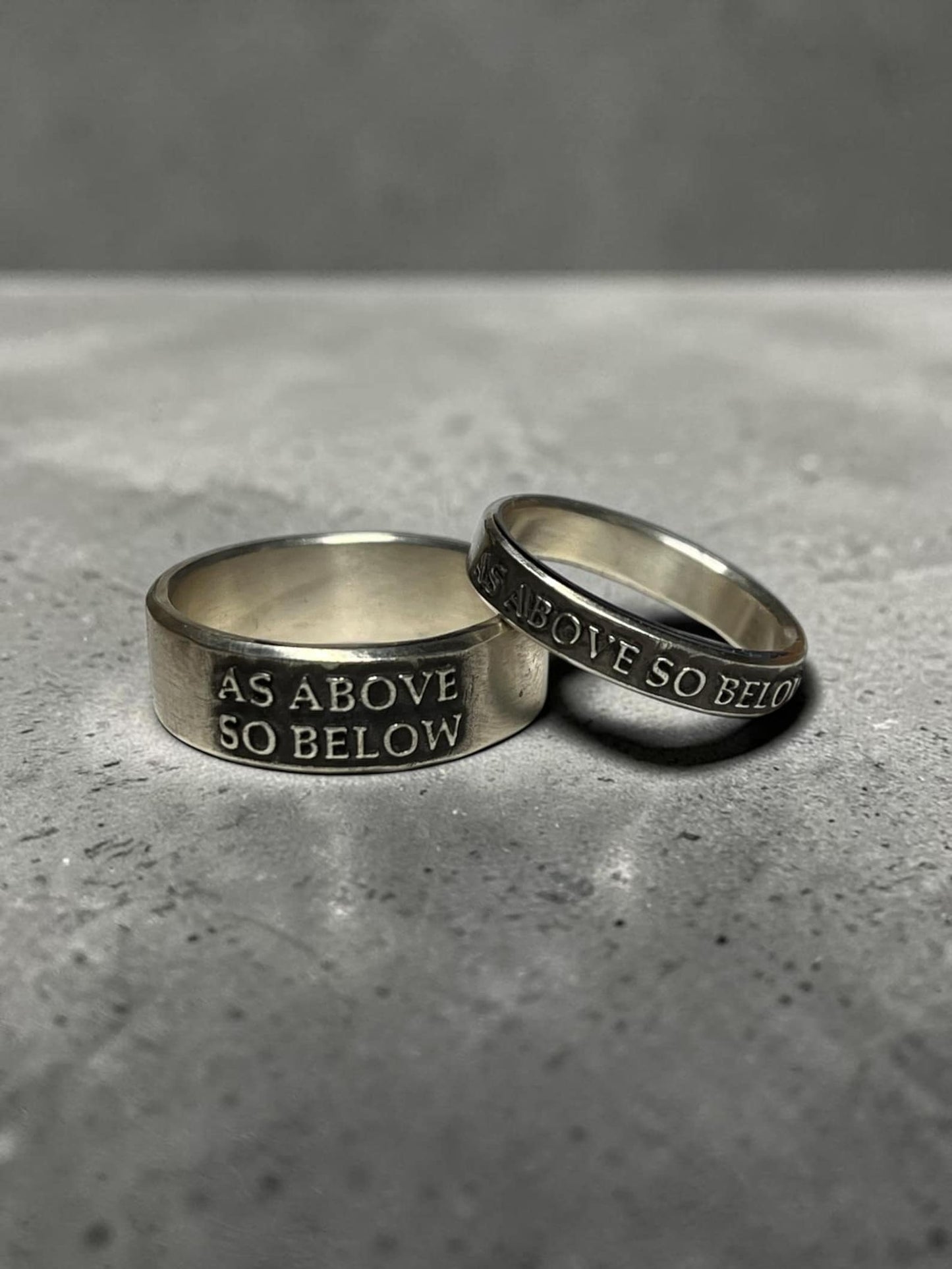 As Above So Below matching sterling silver promise rings