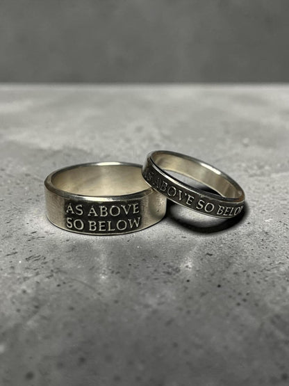 As Above So Below matching sterling silver promise rings