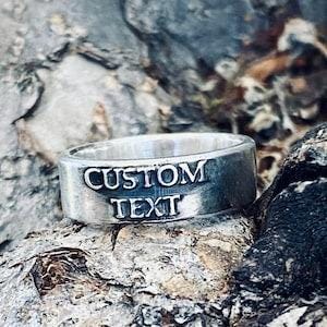 Personalized sterling silver wedding band made to order
