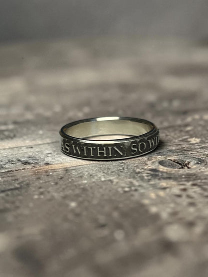 As Within, So Without Sterling Silver Ring Spiritual Mantra Band
