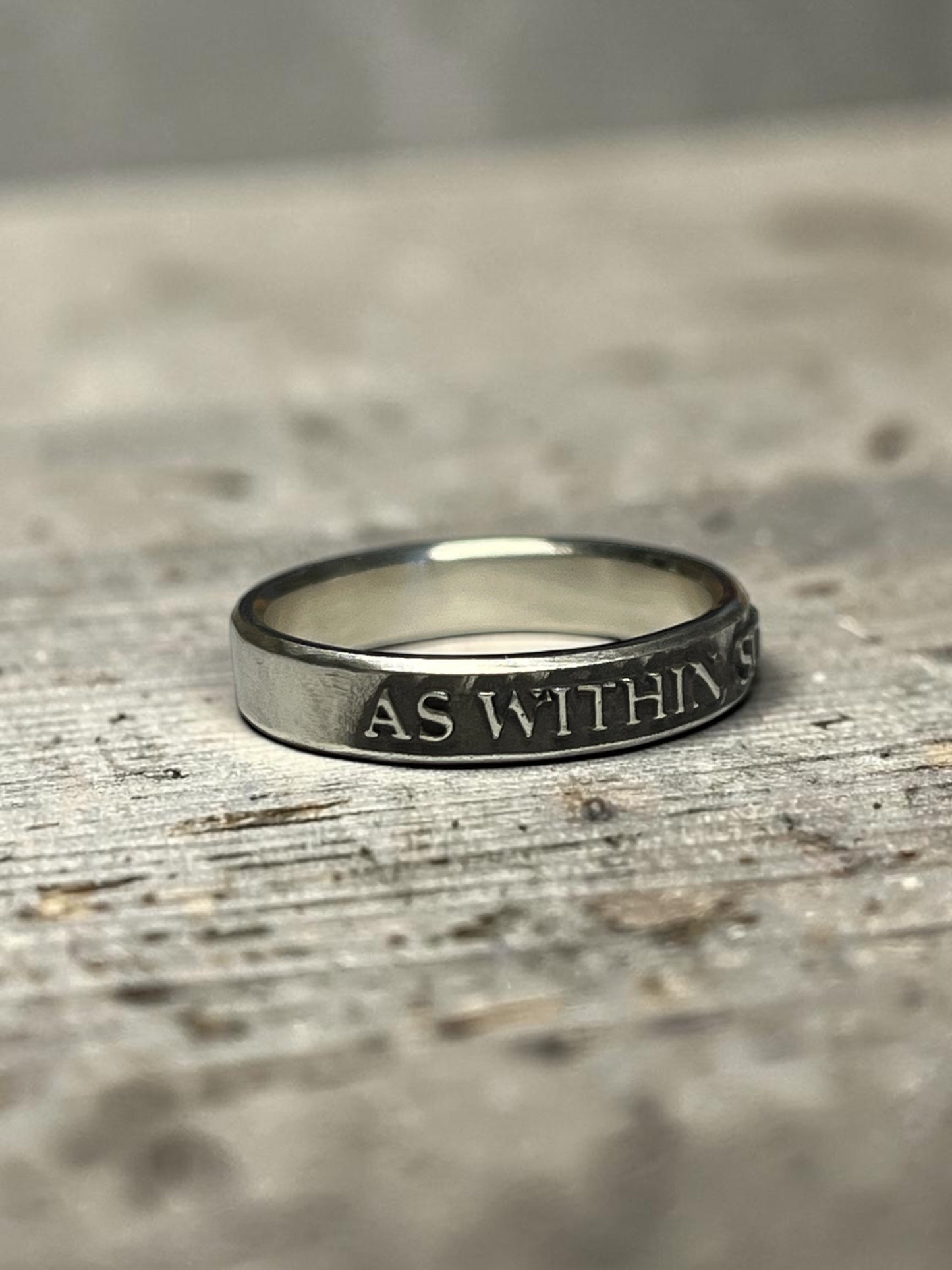 As Within, So Without Sterling Silver Ring Spiritual Mantra Band