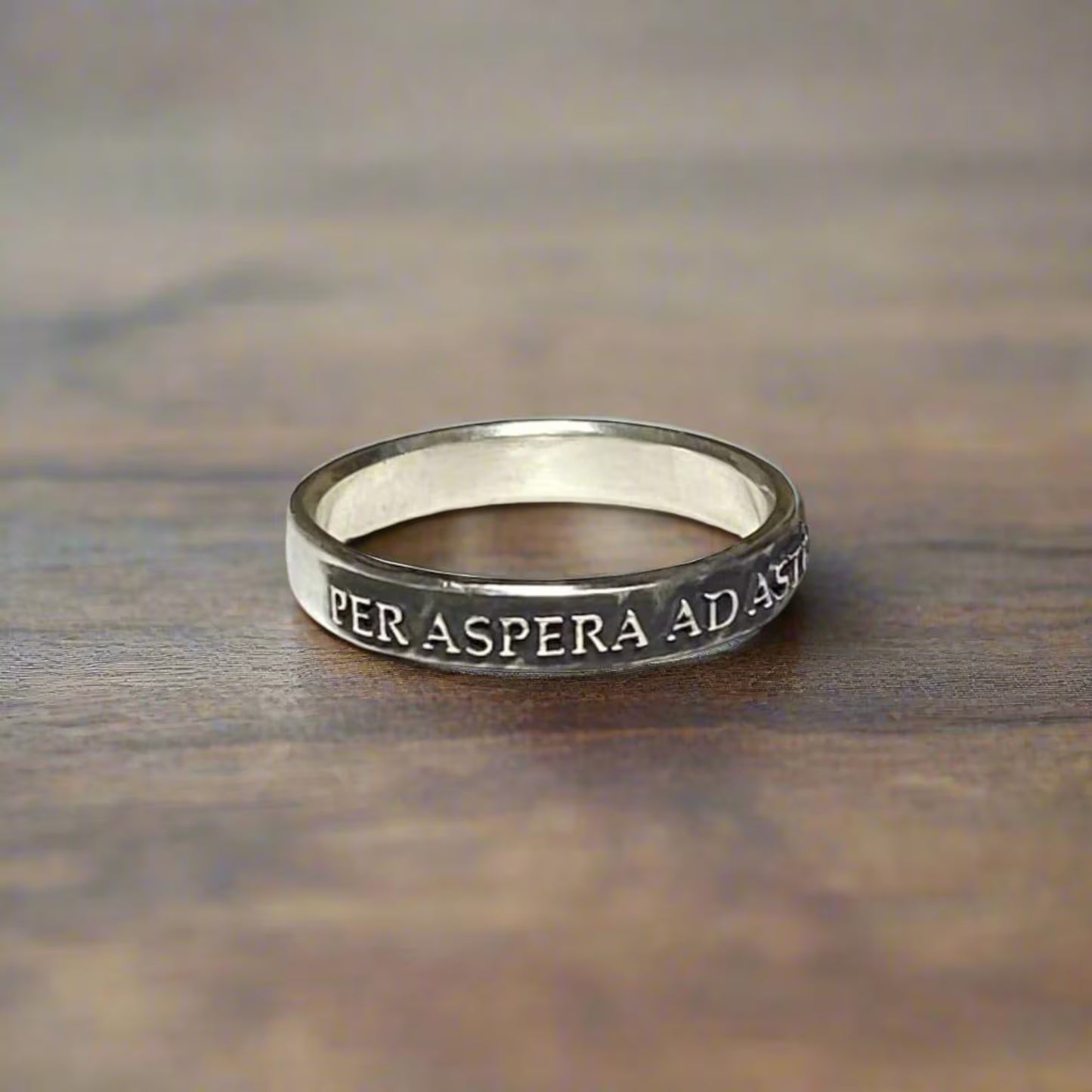 Per Aspera Ad Astra Couples Rings – Sterling Silver Matching Wedding Bands
