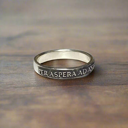 Per Aspera Ad Astra Couples Rings – Sterling Silver Matching Wedding Bands