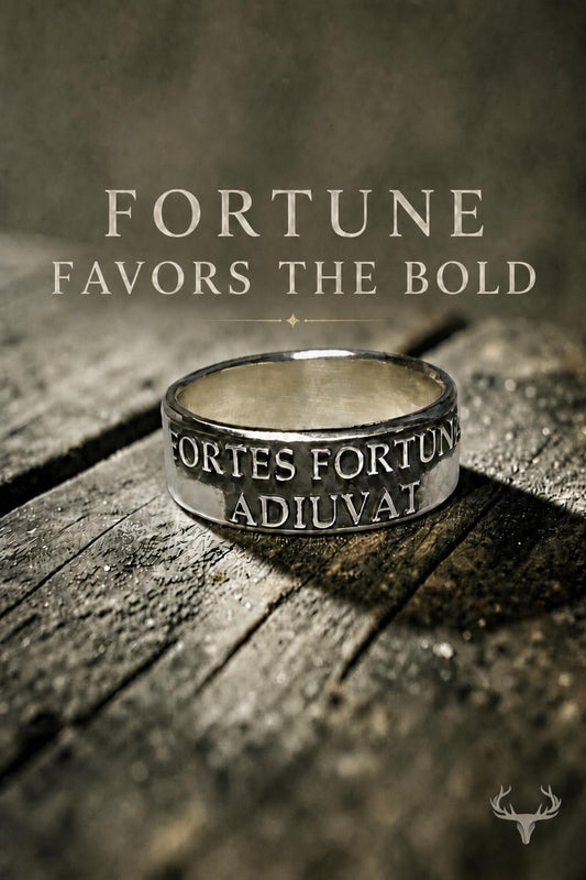 Fortes Fortuna Adiuvat Ring – Fortune Favors the Bold Sterling Silver Band