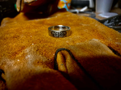 Sterling Silver Boston Ring – Handmade City Pride Band for Men & Women | Backwoods Casting
