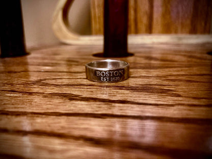 Sterling Silver Boston Ring – Handmade City Pride Band for Men & Women | Backwoods Casting