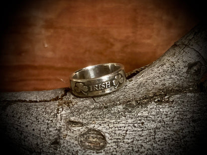 Sterling Silver Irish Ring with Two Shamrocks – Handmade Celtic Pride Band for Men & Women | Backwoods Casting