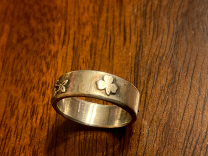 Irish Claddagh Shamrock Sterling Silver Ring