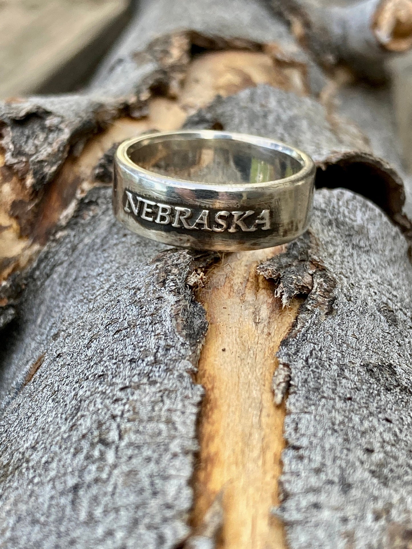 Nebraska Ring Sterling Silver / Nebraska State Jewelry/Men’s Ring and Women's State Ring/ Nebraska Gift Ring Engagement / Silver State Ring