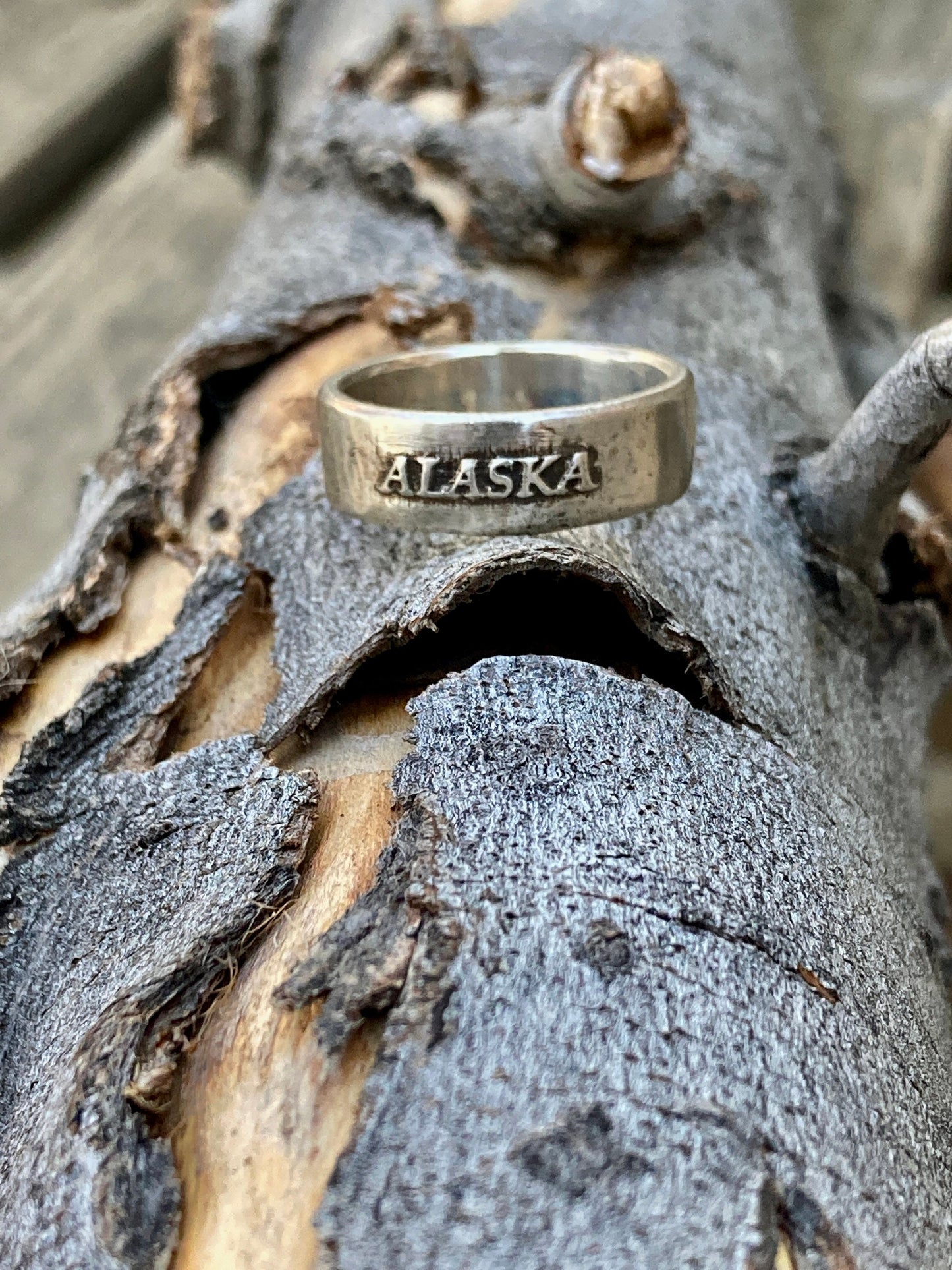 Alaska State Ring - Sterling Silver, Handcrafted, Nature-Inspired Jewelry, Unique Gift, Made in Montana