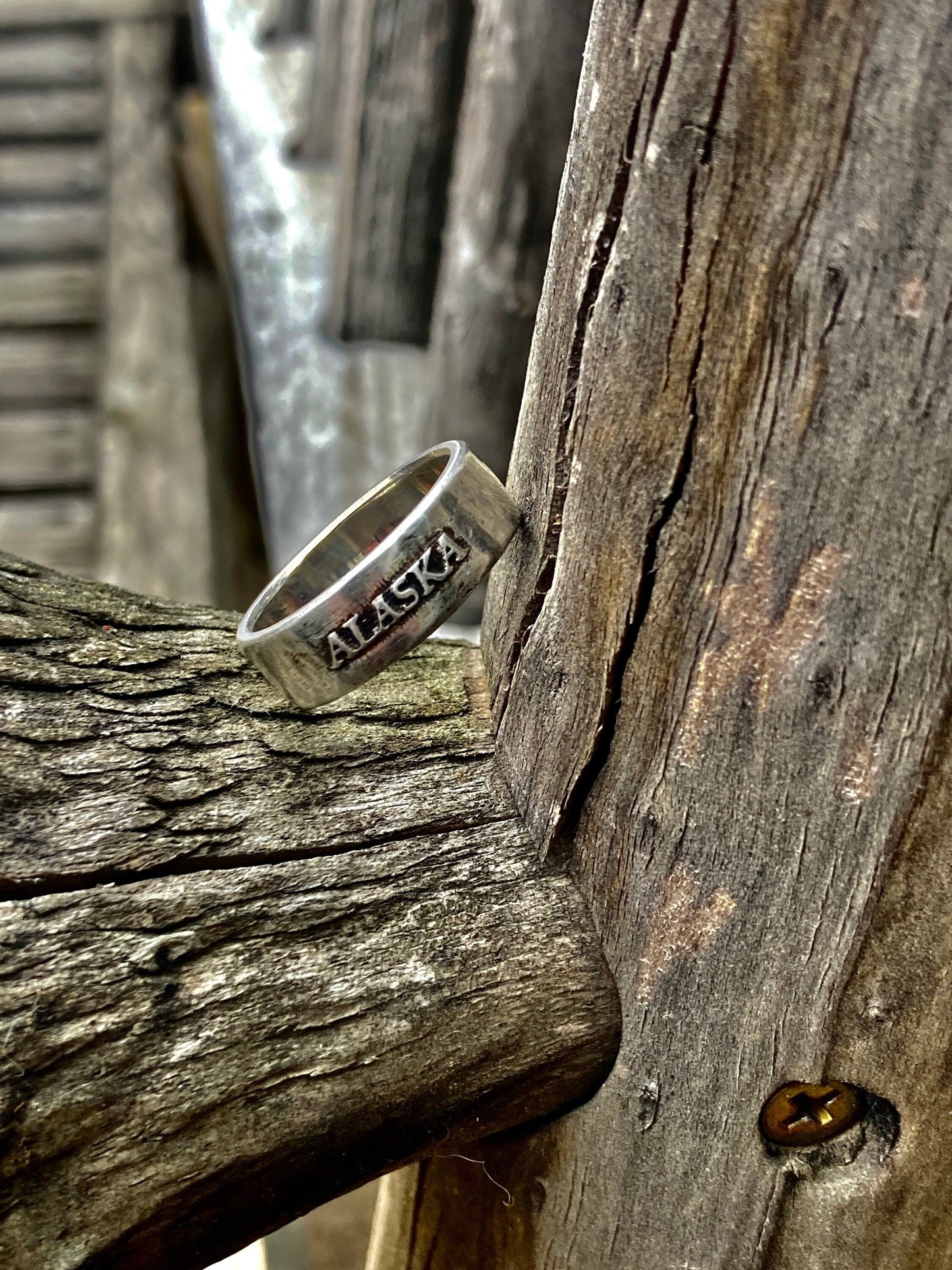 Alaska State Ring - Sterling Silver, Handcrafted, Nature-Inspired Jewelry, Unique Gift, Made in Montana