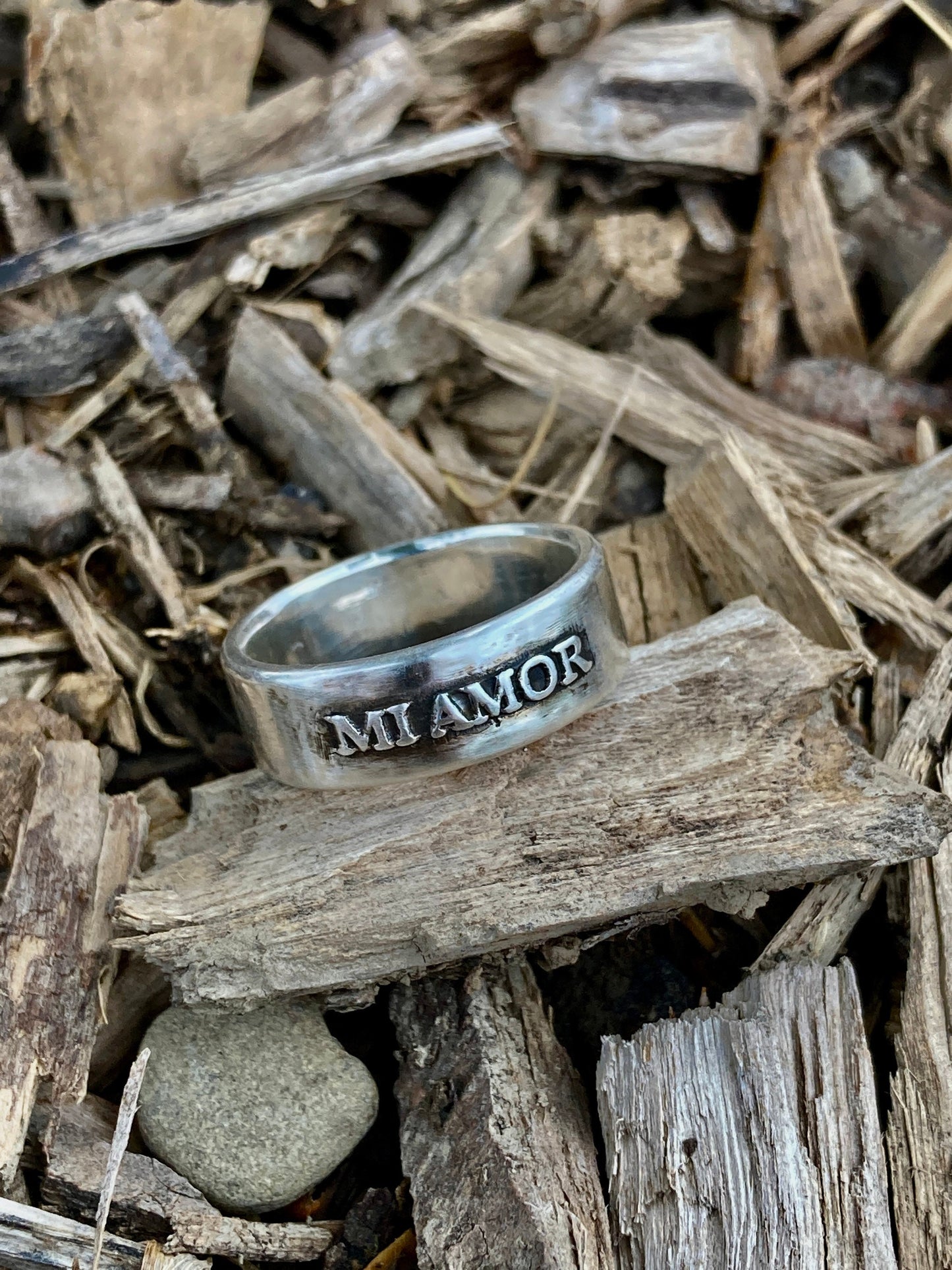 Mi Amor Sterling Silver Ring  - My Love Jewelry Womens Rings Mens Rings -  Engagement Promise Ring Jewelry Sweetheart Italian Spanish Ring