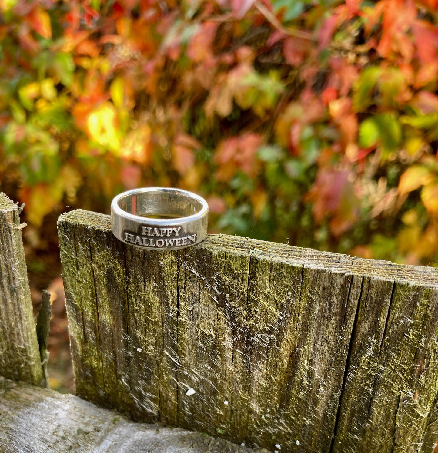 Happy Halloween Ring / Womens Rings Mens Rings / Sterling Silver Ring Halloween Jewelry Scary Spooky Holiday Engagement Promise Jewelry Ring