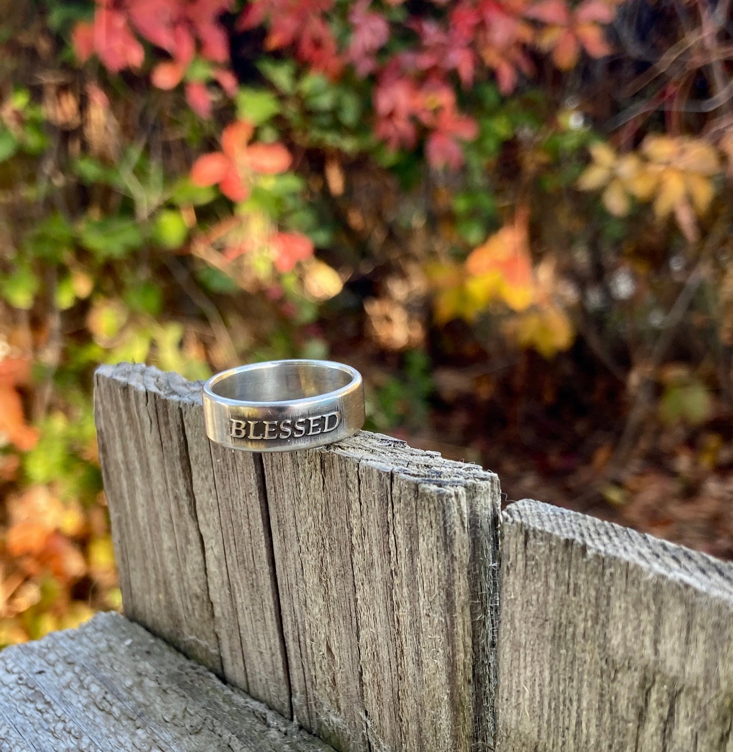 Handmade Blessed Ring - Handcrafted Sterling Silver Band with 'Blessed' Inscription Statement Jewelry Minimalist Jewelry Religious Jewelry